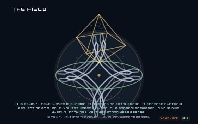A woven figure lifting into an octahedron